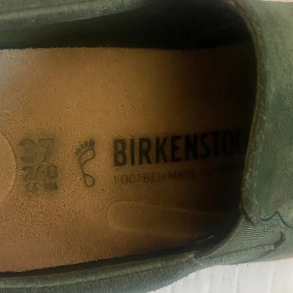 BIRKENSTOCK Dark Green Suede Slip-On Sneakers with Tan Soles - Picture 6 of 8
